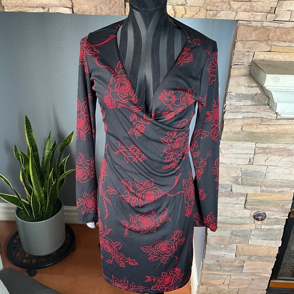 NWT Rue21 Vampire Witchy Dark Floral Dress Halloween Costume Witchy Black Red - Picture 1 of 7